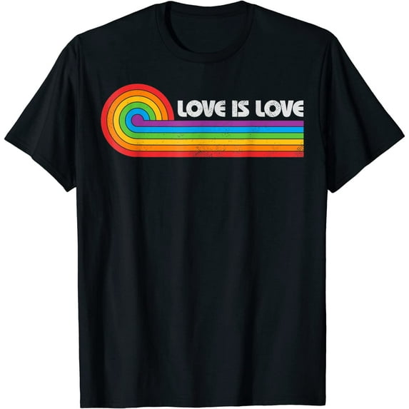 LGBTQ Love Is Love Gay Pride LGBT Ally Rainbow Flag Vintage T-Shirt