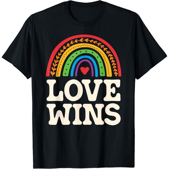 LGBTQ Love Wins Gay Pride LGBT Ally Rainbow Flag Vintage T-Shirt