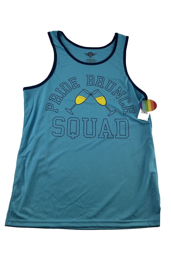 LGBTQ Men's Gay PRIDE Brunch Squad Tank Top Shirt, Mesh Jersey Blue Med New