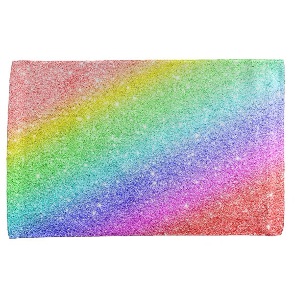 LGBTQ Pride Faux Rainbow Glitter All Over Hand Towel