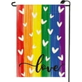thumbnail image 1 of LGBTQ Pride Garden Flag 12.5x18 Small Burlap Double Sided for Outside Rainbow Love Heart Gay Lesbian Bisexual Transgender Yard Outdoor Flag LG04, 1 of 1