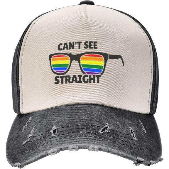 LGBTQ Pride Momth Rainbow Heart 6 Baseball Cap Cotton Hat Contrast Color Denim Baseball Cap for Men Women