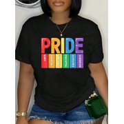 LGBTQ Pride Month Love Respect Freedom Equality Diversity T-Shirt Graphic Tee summer Tops For Women Round Neck Fashion Cotton shirts