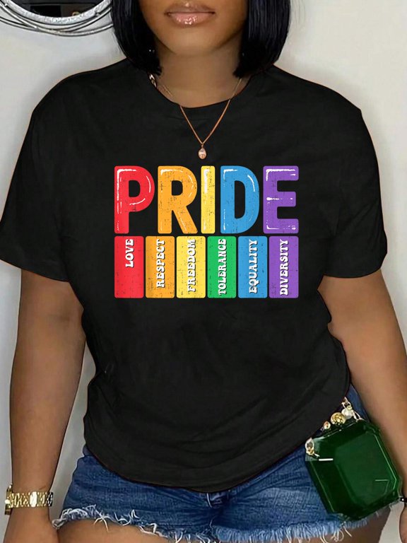 LGBTQ Pride Month Love Respect Freedom Equality Diversity T-Shirt Graphic Tee summer Tops For Women Round Neck Fashion Cotton shirts