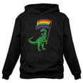 thumbnail image 1 of LGBTQ Pride Month: T-Rex Print Rainbow Hoodie -Love is Love Rainbow Sweatshirt - Comfortable & Durable Gay Pride Sweatshirt for Men - X-Large Black, 1 of 5