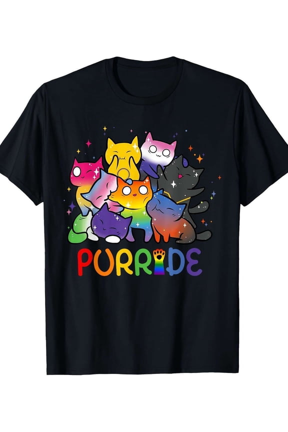 LGBTQ+ Pride Rainbow Cat T-Shirt - 100% Cotton, Casual Fit for Men & Women, Machine Washable, Animal Lovers