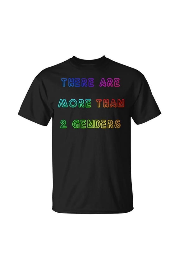 LGBTQ+ Pride Statement T-Shirt Rainbow Text Graphic Tee Unisex Adult Inclusion Non-Binary Gender Fluid Fashion Retro Style Black Cotton Top