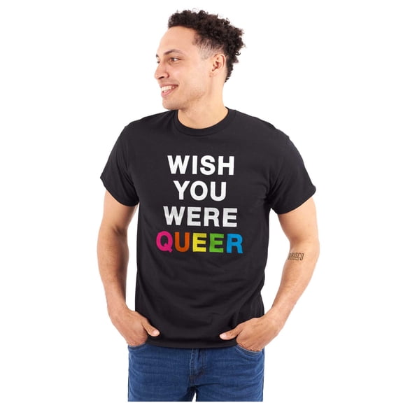 LGBTQ Pride Wish You Were Queer Men's Graphic T Shirt Tees Brisco Brands S