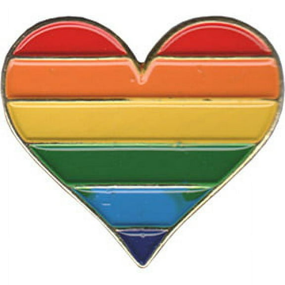 LGBTQ RAINBOW HEART WITHOUT LETTER - Original Artwork, Metal Enamel Lapel Pin - 0.8" x .9"