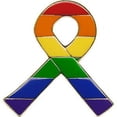 thumbnail image 1 of LGBTQ RIBBON - Original Artwork, Metal Enamel Lapel Pin - 1.2" x 1.25", 1 of 1