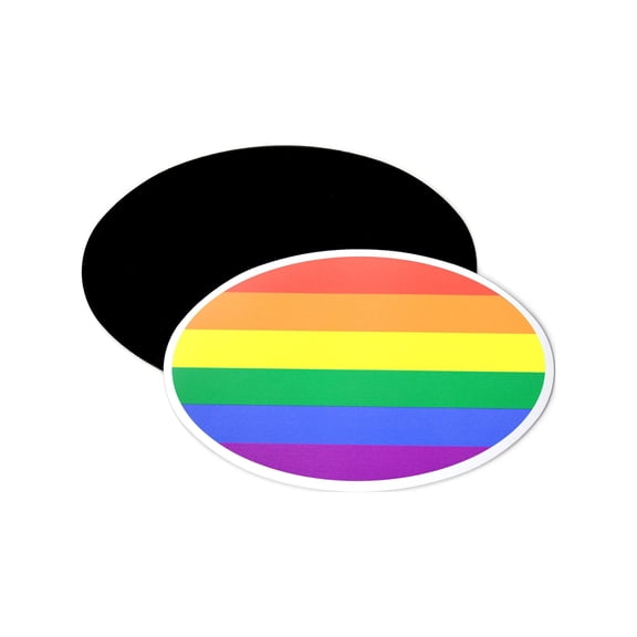 LGBTQ+ Rainbow Flag Car Bumper Magnet - 5x3 Inch Oval - 1 Flexible Magnet 5x3 Inch Oval 1 Magnet