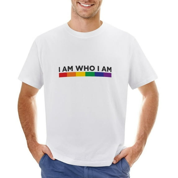 LGBTQ Rainbow Flag Lesbian Gay Bisexual Transgender Pride Men’s T-Shirt 100% Cotton Casual Short Sleeve Tops Gift Tee White 4XL