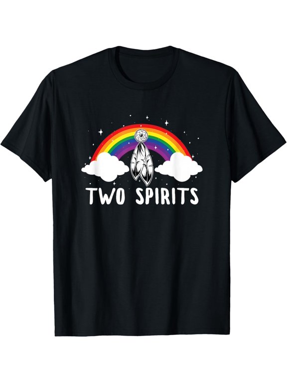 LGBTQ Rainbow Two Spirits Native American Tribal Feather T-Shirt men and women can wear, black, white, gifts.