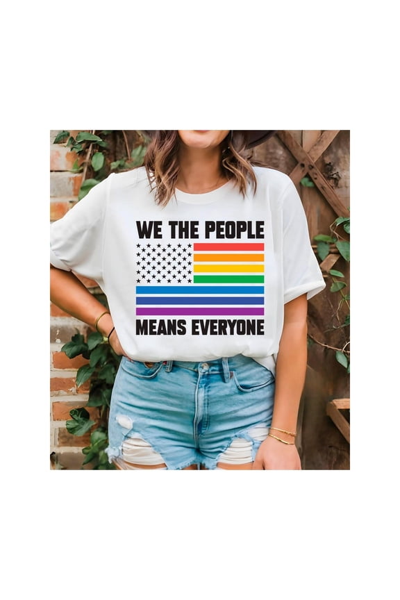 LGBTQ+ Support “We The People”Graphic Tees Equal Rights Pride Social Justice Print Shirts Pattern Tops for Daily Outfits,S-5XL