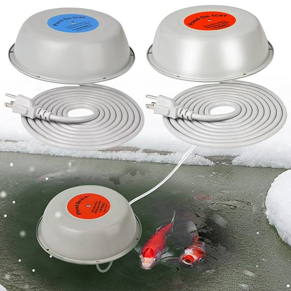 LGCASL 1000W Floating Pond Heater Thermostatic Outdoor Fish Pond De Icer with Auto Heating & Shut Off Function Aluminum Tank Water Heater Deicer with 10Ft Power Cor