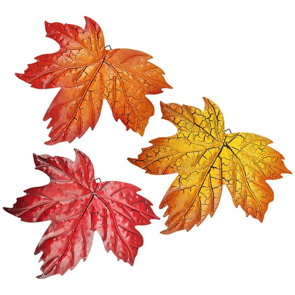 LGCASL 3 Pieces Fall Wall Decoration Maple Wall Sculpture Garden Fence Decoration 3 Colors Maple Thanksgiving Fall Festival Decoration, 1X Wall-Mounted Maple Leaf One Each of Three Colors