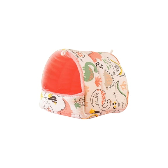LGCASL All-Season Pet Cotton Nest 5.9" × 5.9", Dinosaur Pet Bed Semi Enclosed Warm & Dog House All Season Sleeping Nest for Small (Pink, 5.9" × 5.9")