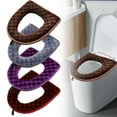 thumbnail image 1 of LGCASL 2pcs Brown Toilet Seat Toilet Seat Cover Bathroom Soft Thicker Warmer Washable Cloth Toilet Seat Cover Most Size Toilet Lids for Bathroom, 1 of 10