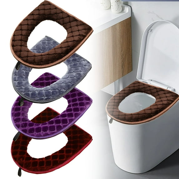 LGCASL Burgundy Toilet Seat Toilet Seat Cover Bathroom Soft Thicker Warmer Washable Cloth Toilet Seat Cover Most Size Toilet Lids for Bathroom
