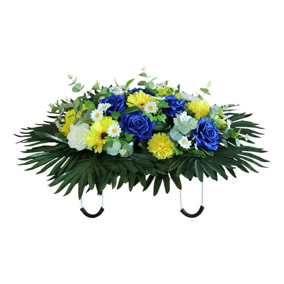 LGCASL Cemetery Flower Saddle Artificial Cemetery Flower Saddles for Large Artificial Cemetery Flower Cemetery Memorial Flowers for Outdoor Decoration, A Simulated Flower Blue