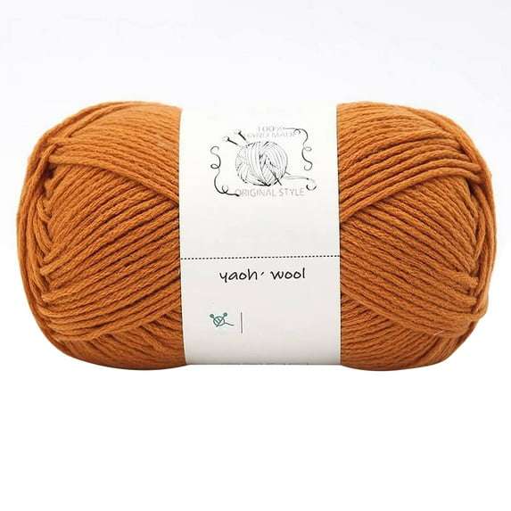 LGCASL Hand-Knitted Yarn #2 Amber, 1Pc=100G Hand Woven Cotton Yarn Soft Crochet Yarn for Hand Knitting Warm Sweater Sofa Cushion Scarf Diy