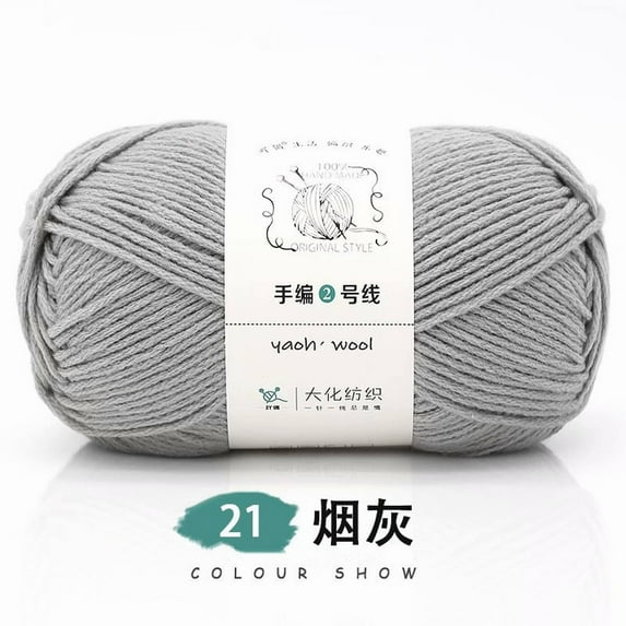 LGCASL Hand-Knitted Yarn #2 Smoky Gray, 1Pc=100G Hand Woven Cotton Yarn Soft Crochet Yarn for Hand Knitting Warm Sweater Sofa Cushion Scarf Diy