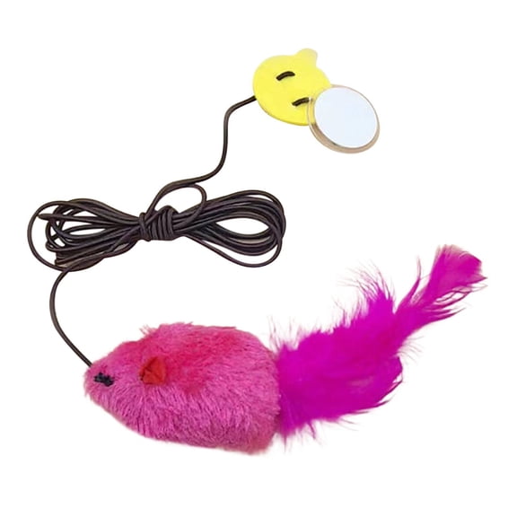 LGCASL Interactive Cat Feat,,Her Toys, Indoor Hanging Retractable Cat Toy, Self Play Toys Make Fun Excecise, Cat Door Hanging Toy Elastic Rope Toy Toy Rope Pendant Plush, Hot Pink