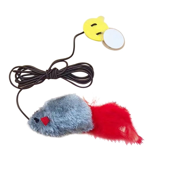 LGCASL Interactive Cat Feat,,Her Toys, Indoor Hanging Retractable Cat Toy, Self Play Toys Make Fun Excecise, Cat Door Hanging Toy Elastic Rope Toy Toy Rope Pendant Plush, Grey