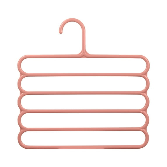 LGCASL, Pants Hanger5 Tier Hanger Non Slip Clothes Hanger for Closet Organizer Space Saving Hangers for Pants Jeans Scarf Trouser Tie Towel Clothes, Multifunctional Trouser Rack Pink