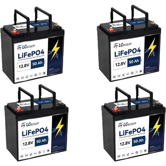 LGECOLFP 12 Volt 4 Pack 12v 50ah Lithium Lifepo4 Battery for rv Solar Home Storage trolling Motor