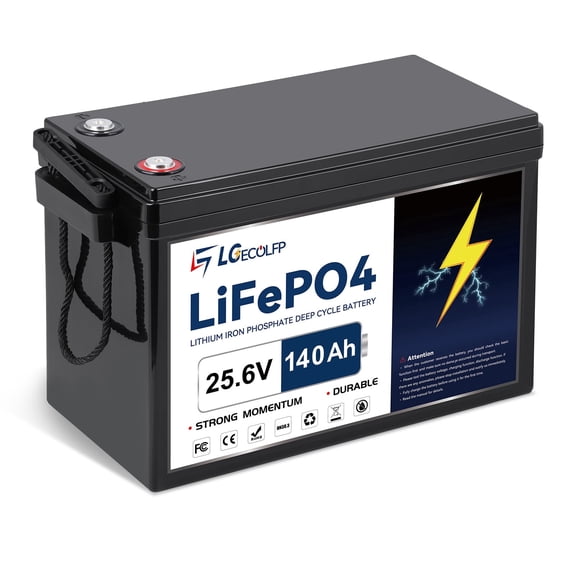 LGECOLFP 24V 140Ah LiFePO4 Battery 3584Wh Built-in 100A BMS Deep Cycle Lithium Battery for RV Marine Trolling Motor Off-Grid Solar Storage