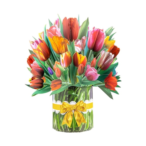 LGHDIWN 2026 Mother's Day Greeting Card Bouquet Set - Creative 3D Folding Border Handmade Cards with Floral Designs - Large Unique Card Gift for Mom