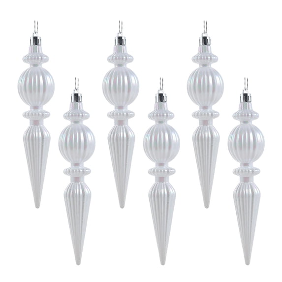 LGHDIWN 6 Pcs Christmas Finial Ornaments Shatterproof Plastic Finial Ball Drop Ornaments, Christmas Tree Hanging Decorations for Holiday, Vintage Drop Finial Pendant