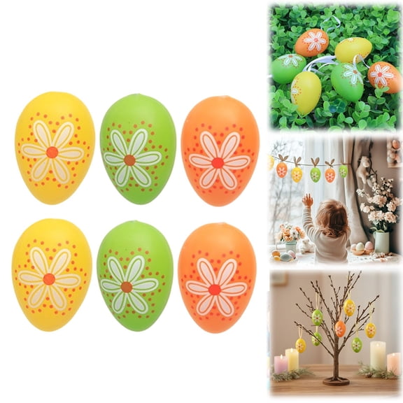 LGHDIWN 6-Piece Creative Broken Easter Egg Hanging Decor - Multicolor 3D Plastic Egg Ornaments for Festive Scene Arrangement and Spring Home Wall or Ceiling Decoration