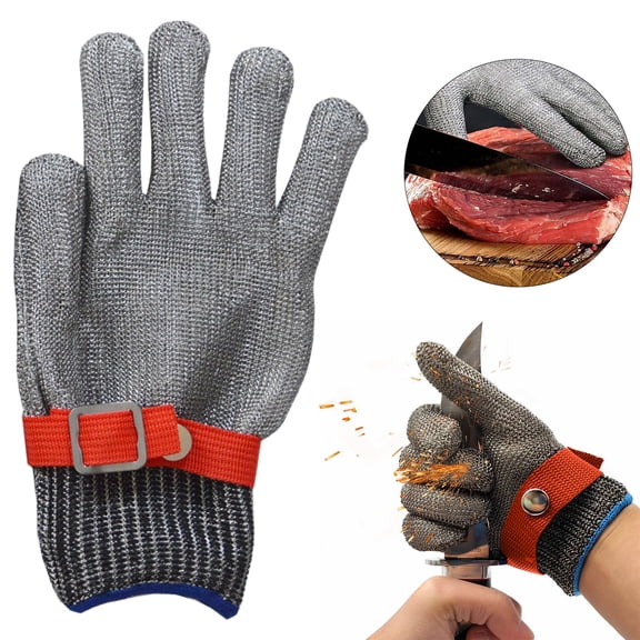 LGHDIWN A9 Cut-Resistant Stainless Steel Mesh Gloves - Professional Grade Food Prep Safety Gloves for Meat Cutting, Fish Filleting, Oyster Shucking and Kitchen Protection