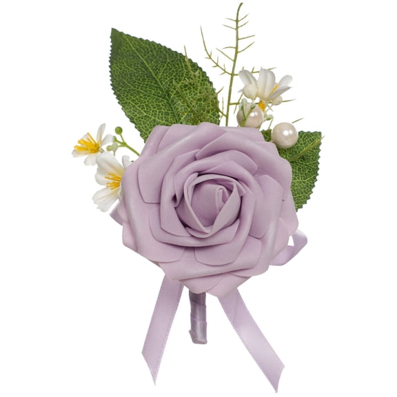 LGHDIWN Artificial Rose Chest Corsage Ornament - Elegant Flower Boutonniere with Bow for Festive Celebrations, Wedding Party Attire, Prom & Formal Events, Delicate Silk Floral Accessory