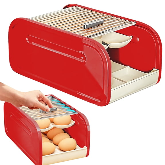 LGHDIWN Automatic Rolling Egg Storage Dispenser for Fridge - Countertop Egg Holder Organizer Box, Space Saving Kitchen Pantry Cabinet Container for Home Apartment Restaurant