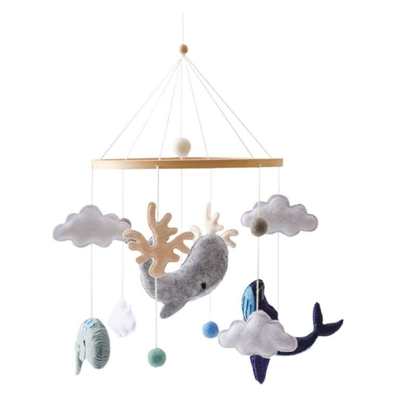 LGHDIWN Baby Crib Mobile Wooden Wind Chime Bed Bell,Neutral Baby Crib Mobile,Baby Mobile for Crib,Handmade Baby Mobile,Clouds Baby Ceiling Mobile Baby Nursery Decoration