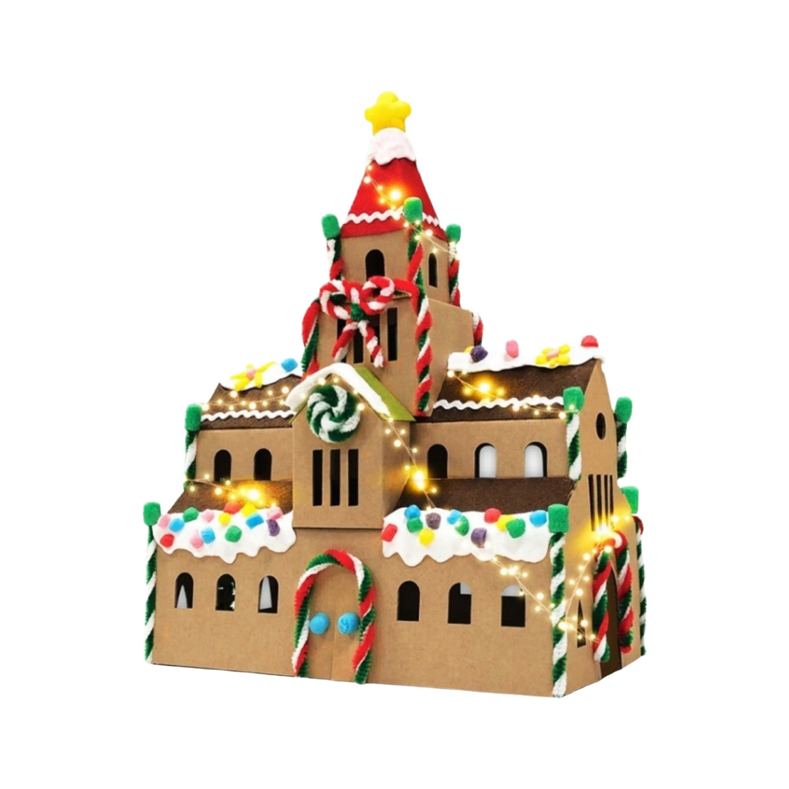 LGHDIWN DIY Wooden Christmas Gingerbread House Kit to Build with Paint Paintbrushes and Gingerbread Man Stickers 3D Christmas Tree Ornaments for Fun Craft Activity Creative DIY Art Project