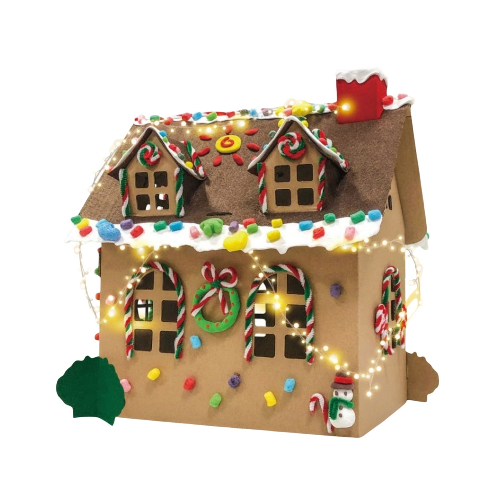 LGHDIWN DIY Wooden Christmas Gingerbread House Kit to Build with Paint Paintbrushes and Gingerbread Man Stickers 3D Christmas Tree Ornaments for Fun Craft Activity Creative DIY Art Project