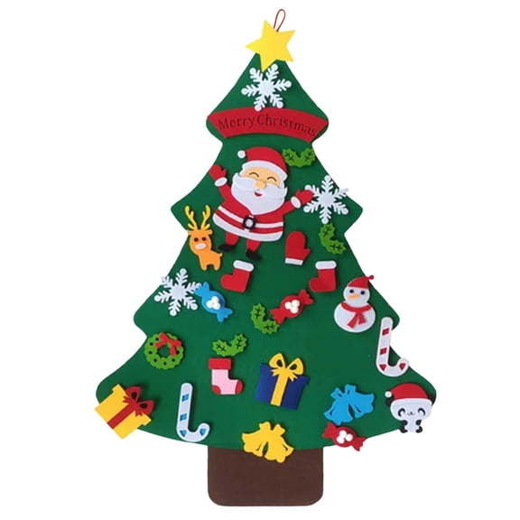 LGHDIWN Felt Christmas Tree for Toddlers, Felt Christmas Tree 39.3 inchs, DIY Wall Door Hanging Christmas Trees for Toddler Baby Kid Child, Felt Craft Kits for Xmas Party Decor Gift