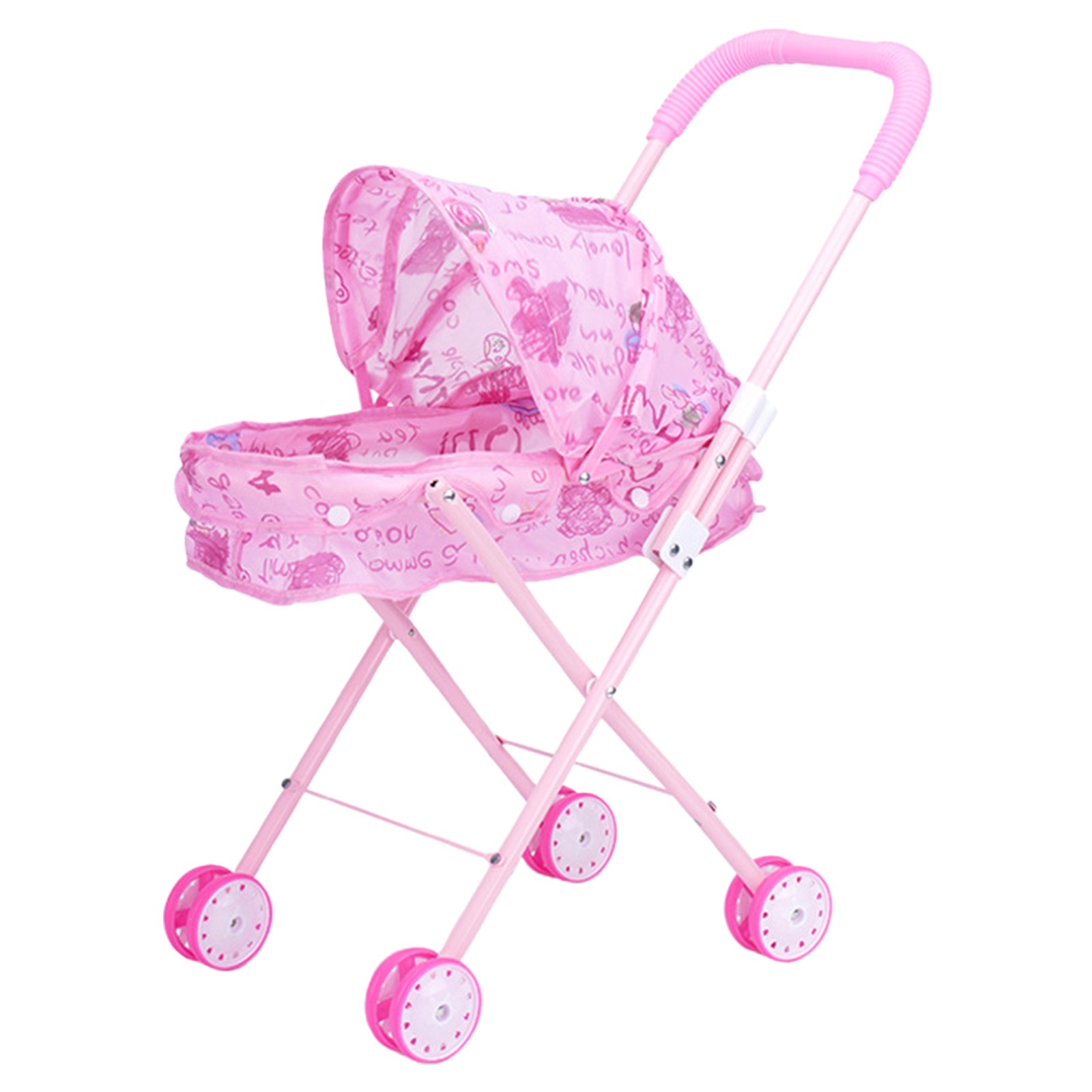 Dolls Toy Stroller Pram Pink Baby Doll Pushchair For Kids Pretend Play