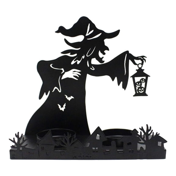 LGHDIWN Halloween Witch Shadow Candles Holder Halloween Decorations, Funny Shadow Candlestick Vintage Tea Light Scary Decor for Home Party, Metal Cutouts Holders Display