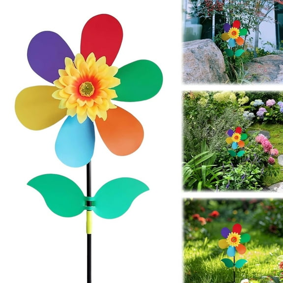 LGHDIWN Outdoor Wind Spinner, 21.65" Sunflower Wind Spinner, 360° Rotating Windmill Yard Art, Kinetic Wind Sculptures for Home Lawn Backyard Patio Decor, Kids Outdoor Toys
