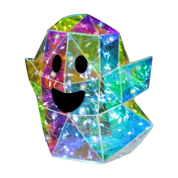 LGHDIWN Prismatic Iridescent Ghost LED Night Light, Color-Changing Shimmer Phantom Lamp, Battery Operated Small Indoor Decor, Spooky Glowing Accent, Halloween Decoration