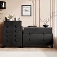 thumbnail image 1 of LGHM 2 Piece Bedroom Dresser Set, Fluted 6 Drawer Chest Dresser & Horizontal 6 Drawer Dresser, Black, 1 of 8