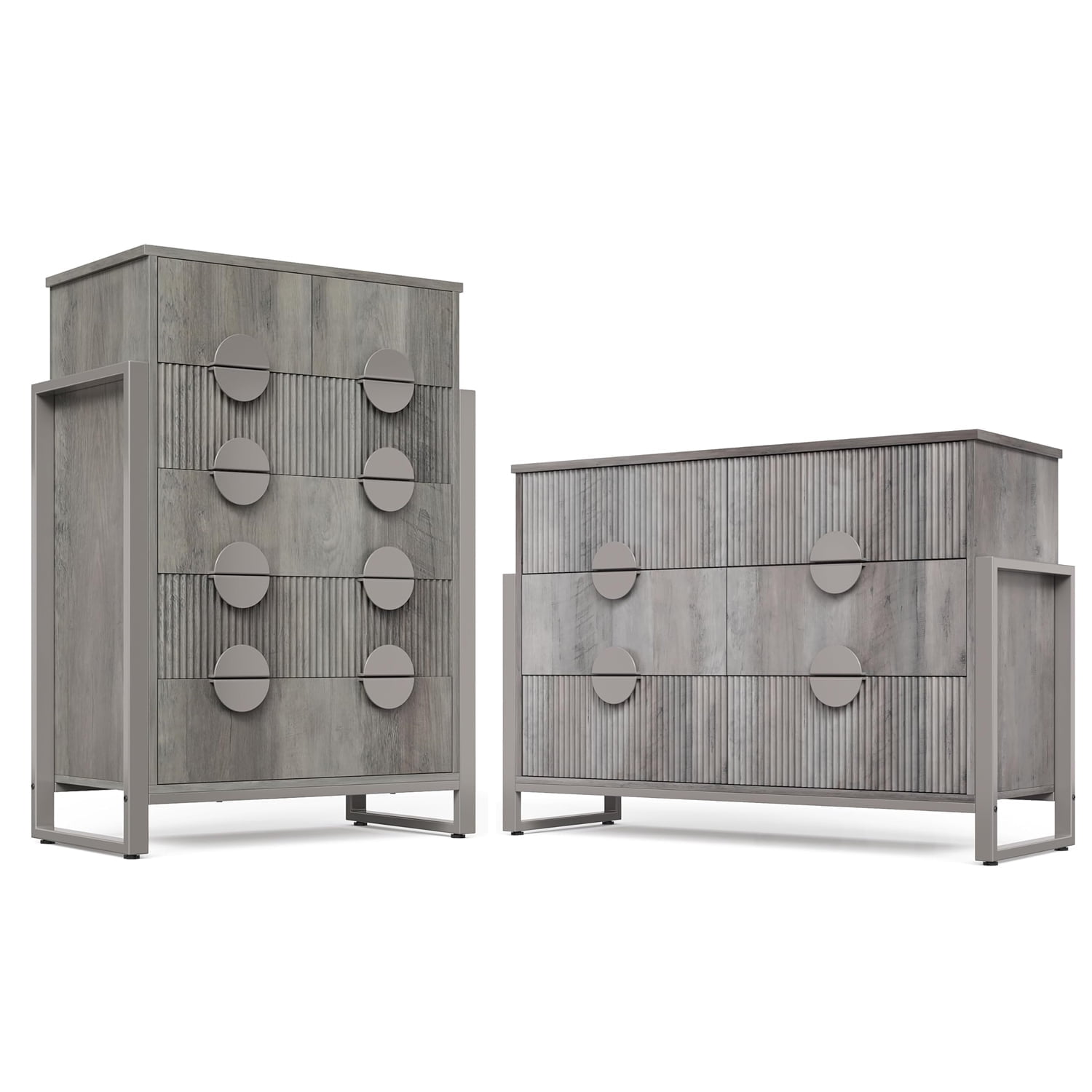 LGHM 2 Piece Bedroom Dresser Set, Vertical 6 Drawer Chest Dresser