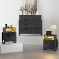 thumbnail image 1 of LGHM 3 Piece Bedroom Dresser and Nightstand Set, Fluted 8 Drawer Double Dresser, 2 Pcs Bed Side Tables End Table with LED Lights for Living Room, Black, 1 of 13