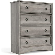 LGHM 4 Drawer Dresser, Modern Wood Chest Dresser for Bedroom Livingroom Gray