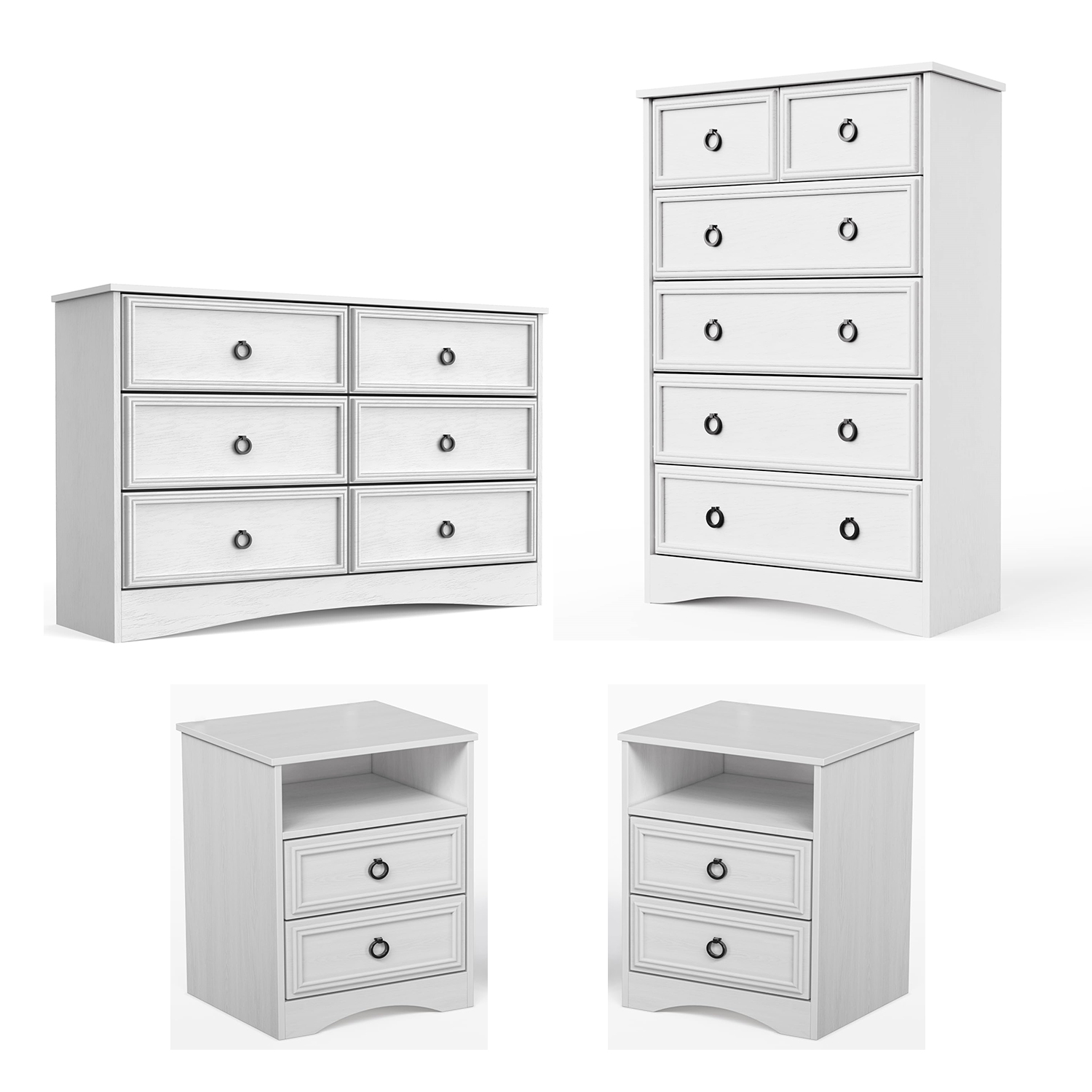 LGHM 4 Piece Bedroom Dresser Set, 6 Drawer Chest Vertical Dresser & 6
